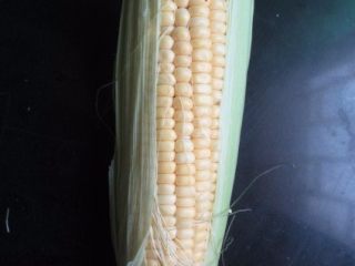 4、玉米排骨汤,玉米去皮、去丝