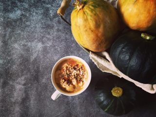 13、万圣节家庭版南瓜拿铁,尝一口，南瓜拿铁在口中厚重而饱满，微苦中裹挟着牛奶蜂蜜的甘甜与咖啡浆果和南瓜的清香、温暖又滋养，赶紧动手试试吧！