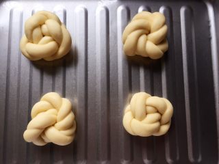 12、牛奶黑芝麻小餐包,把做好的放在不粘烤盘里
