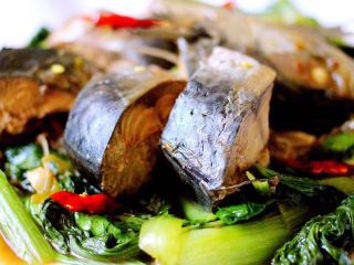 24、鲐鱼小白菜#烟台特色#,成品三、来一个特写、是不是诱惑到你了……