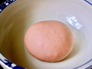 6、吃掉一朵花+萝卜丝柳叶包&清炖红蟹鱼汤,面粉里加入红曲粉和酵母混合均匀后、用温水和成面团进行醒发