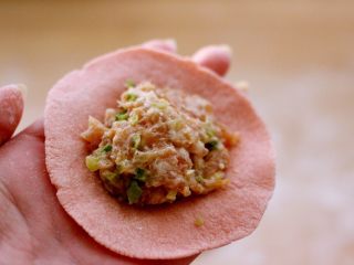 14、吃掉一朵花+萝卜丝柳叶包&清炖红蟹鱼汤,面皮放入适量的馅料