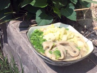 13、烫鸡蛋皮,加自己喜欢调味品出锅,以后加香菜或者芹菜提味