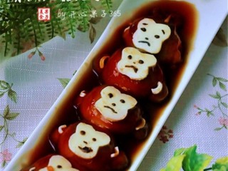 13、萌猴红糖汤圆,喜欢果酱的可以蘸上食用了