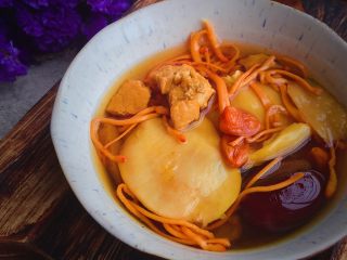 15、虫草花花胶汤,成品。