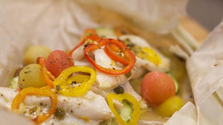 双色西葫芦烤龙利鱼