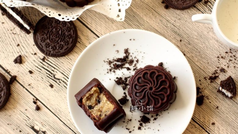 黑美人奶香曲奇广式月饼附自制芸豆馅