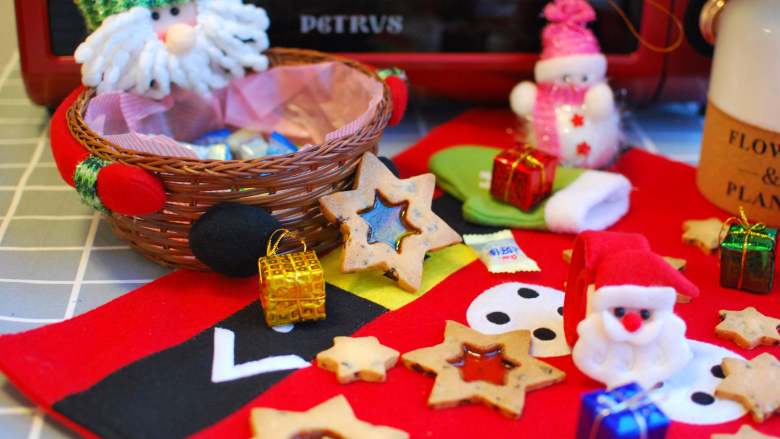 圣诞节蔓越莓玻璃糖饼干