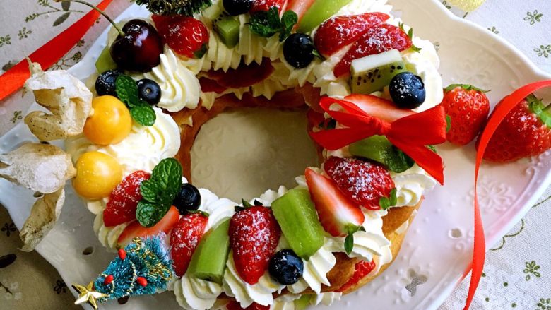 圣诞花环泡芙蛋糕乐享双节