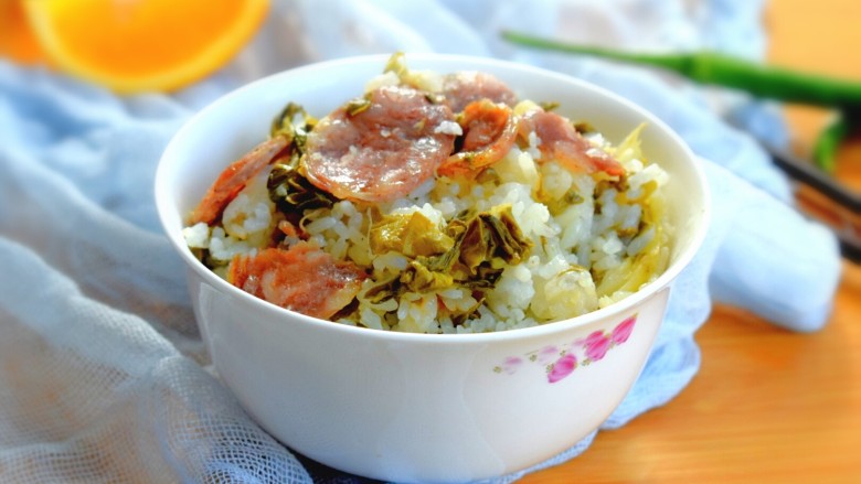 年味腊肠青菜饭