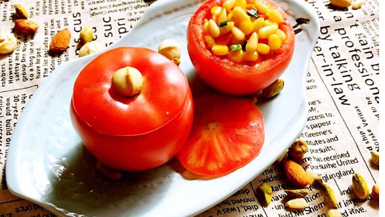 颜值爆表的松仁玉米番茄盅