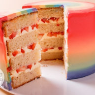 瑞士奶油霜彩虹抹面蛋糕