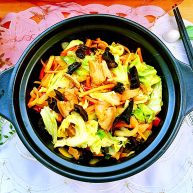 饭店里的明星菜系列干锅手撕包菜