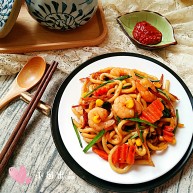 海鲜乌冬面炒